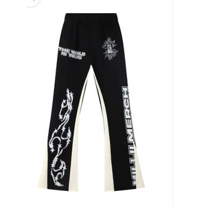 Millii Merch Black Graphic Barb Wire Flare Sweatpants Size L